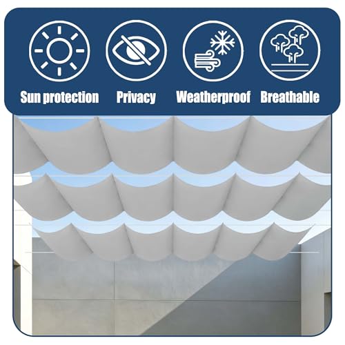 Voiles d'ombrage avec œillets rétractables 150x360 toile grise - 4