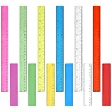 Juego de 12 reglas de 30 cm y 15 cm, 6 colores, regla de plástico, regla transparente para material escolar, oficina, hogar, aduanas y métricas, 6 colores de 30 cm y 6 colores de 15 cm