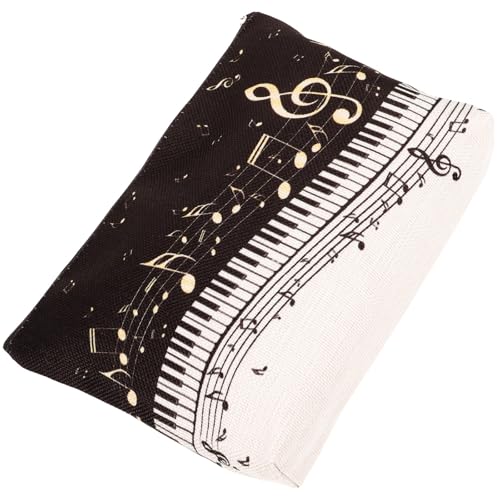 Zerodeko Neceser de Viaje de Algodón y Lino Cremallera 25X18 CM Organizador Portátil para Maquillaje y Joyas Estampado Musical para Mujer