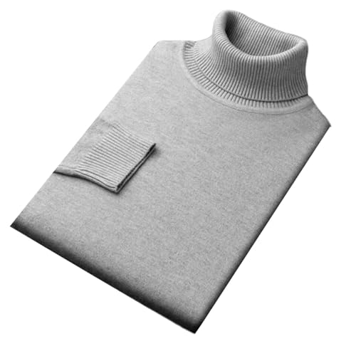 Jegsnoe Men Knitted Turtleneck Sweater Slim Fit Long Sleeve Pullover