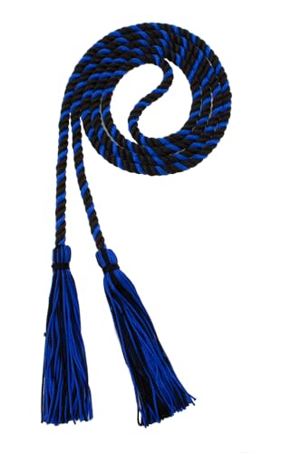 Image of Graduation Honor Cord - Black /Royal - Every School Color Available - Made in USA