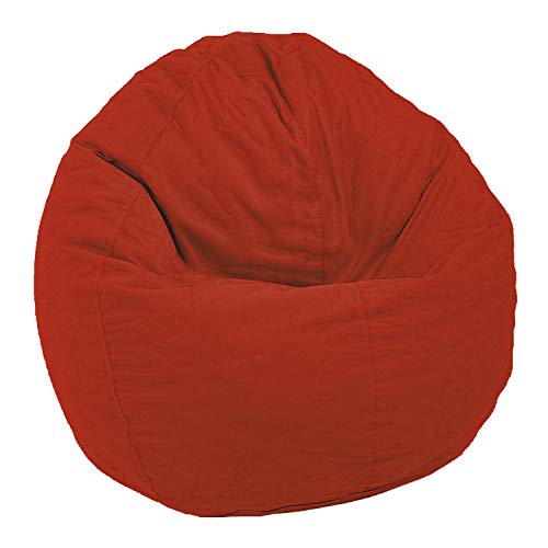 Bean Products Comfy Bean Small Cotton Bean Bag Chair | Filled W/ Polystyrene Beads & Certipur Foam | 31L X 33W X 20H | 15Lbs | Perfect For Adults, Teens & Kids | Available In 2 Sizes | Red #TOP11
