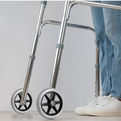 DBREAKS 2 Stück Ersatzrad Rollator Vorderräder, 150mm Solide Ersatzräder aus PU, 8mm Lagerinnendurchmesser, Vorderrad Rollstuhl für Rollstühle, Rollatoren, Gehhilfen, Radersatz(Hellgrau)