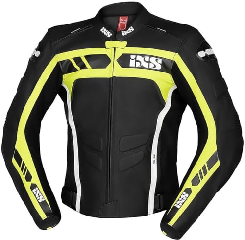 Veste en cuir IXS Sport RS-600 1.0 moto noir jaune taille 50