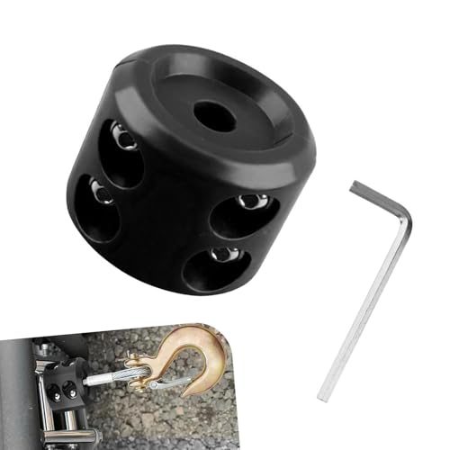 Image of YAWUROU Winch Cable Hook Stopper, Heavy Duty Rope Winch Bumper Protector, Rubber Cushion Cable Protector with Stainless Steel Screws Nuts & Allen Wrench, Universal for Most Cars (Black)