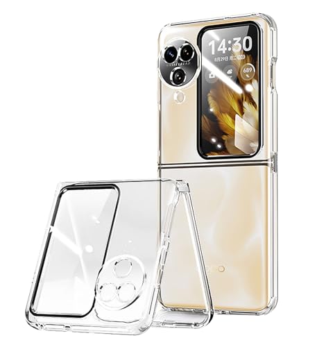 GIOPUEY Clear Hülle Kompatibel mit Oppo Find N3 Flip, Eingebaut Glas Bildschirmschutz, Ultra Dünn TPU Hülle, Luftpolsterschutz Stoßfest Hülle - Transparent