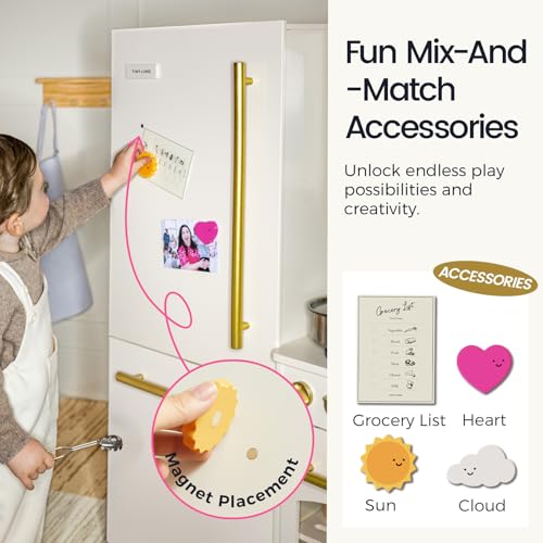 Image of Tiny Land Wooden Toy Fridge for Kids with Spacious Storage