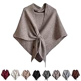 Générique ChâLe En Laine MéLangéE De Couleur Unie Pour Femmes,Cardigan Noué,ChâLe Triangulaire Pour Femme,Poncho Enveloppant Pour Voyage,Doux Et Confortable (Camel)