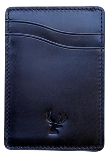 AR-RAFI Slim Wallet - Minimalist Front Pocket Leather Card Holder for Men & Women, Premium Top-Grain Leather, Ultra Slim & Lightweight, Durable Design, Holds Multiple Cards (Jet Black)