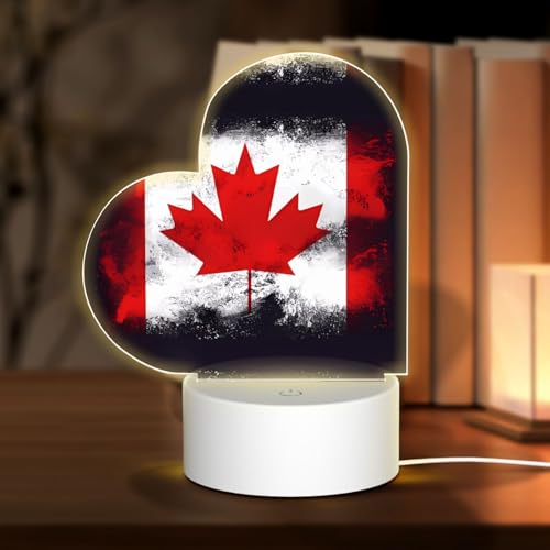 Phayah Bandiera Canadese Modello 3D Led Lampada Luce Cavo USB Regolabile 3 Modalità Base Show Stand per Sala di Natale Ristorante Bar Negozio