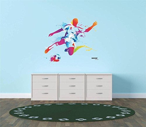 Design with Vinyl Hope 77-414 As Seen Decor Item Vinyl Wall Sticker Colorful Soccer Player Kicking Ball Sports Team Boy Girl Living Room Bedroom, 12-Inch x 12-Inch