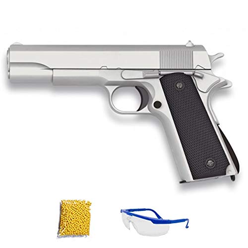 Golden Eagle 1911 Argent GE3003.- Pistolet Airsoft Calibre 6 mm (Arme à air comprimé à Billes en Plastique ou PVC). Système : Ressort. [Puissance : 0,43...