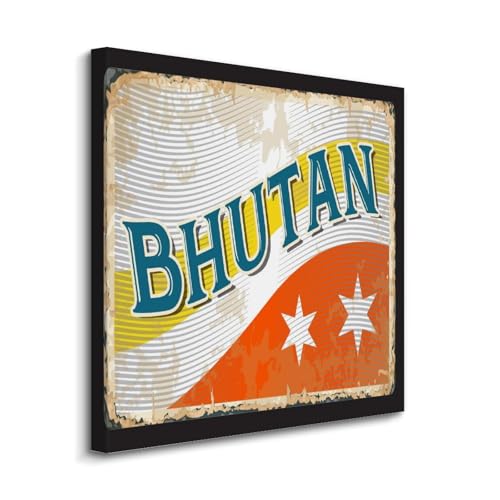 Lienzo de la bandera de Bután: arte de pared para sala de estar y dormitorio
