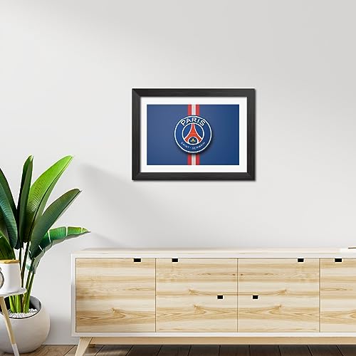 Image of TenorArts PSG Football Club Poster 3D Leather Textured Logo Laminated Photo Frame Painting with Matt Finish Black Textures(12 inches x 9inches)