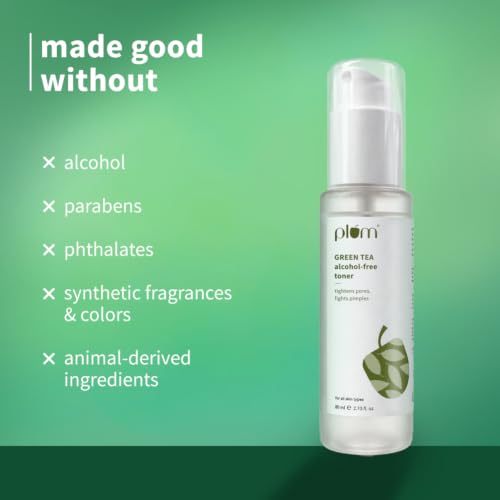 Image of Plum Green Tea Face Toner For Oily, Acne-Prone Skin | With Glycolic Acid | Alcohol-Free | Fights Pimples | Tightens Pores | Controls Oil | Gently Exfoliates Dead Skin Cells | Women & Men | 80ml