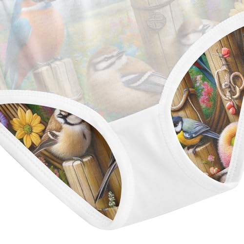 Beautiful Flowers and Birds Toddler Underwear Girls, Cotton Underwear Girls, 2T–8 Years4