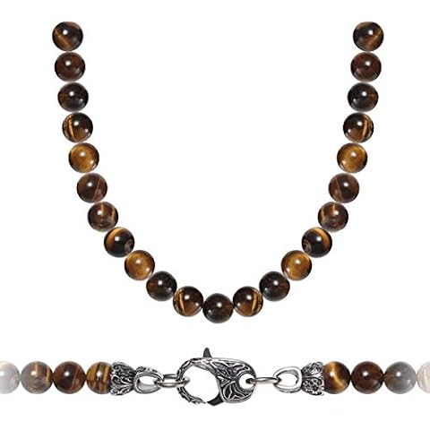 WESTMIAJW Mens Yellow Tiger Eye Beads Beaded Necklace Chain Natural Gemstones Healing Crystals Jewellery 60cm Cover