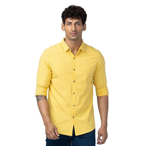 Image of Spykar Men's Slim Fit N /A Full Sleeve Striped Casual Shirts
