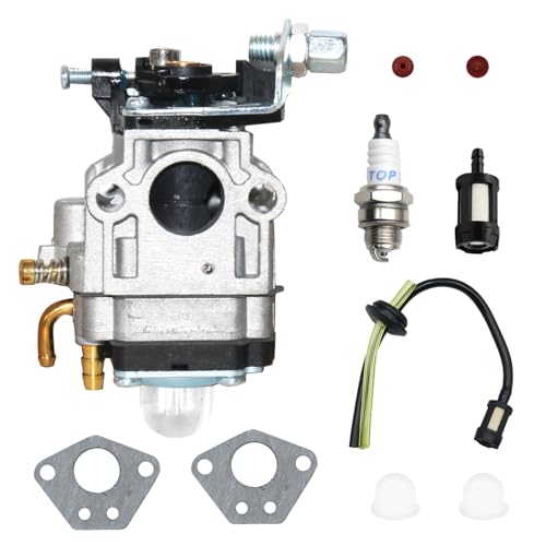 Carburateur Débroussailleuse 52cc 49cc 43cc, Kits de Carburateur pour Moteur avec Joint Tuyau Bougie d'allumage et Filtre à Essence pour Tondeuses à Gazon, Débroussailleuses et Tronçonneuses à Chaîne