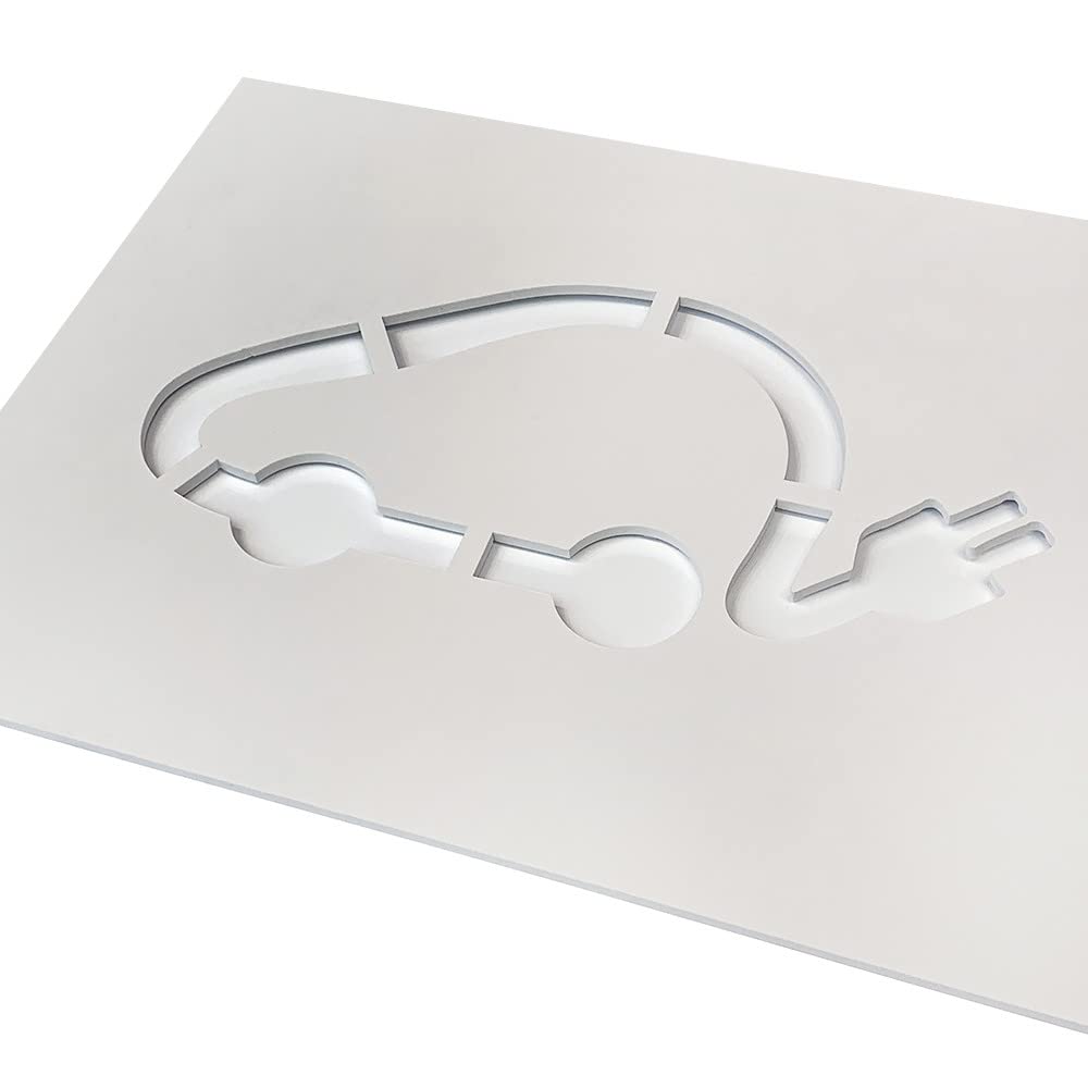 Signaletique.biz Pochoir Voiture Électrique en PVC 5 mm pour Marquage au Sol, 800 x 600 mm avec Pictogramme 600 x 300 mm