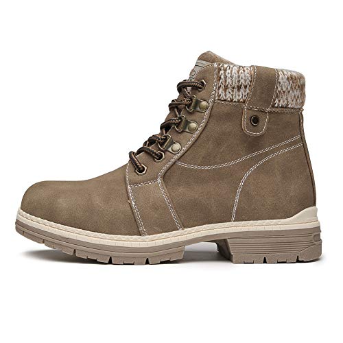 ANJOUFEMME Winter Snow Hiking Boots for Women - Womens Casual Work Boots Waterproof Lightweight Hiking Shoes for Trekking Camping Walking FNW18-KHAKI-8.5 - Thumbnail 7