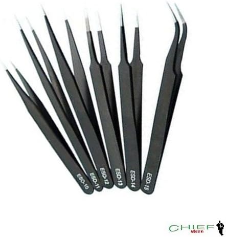 1Voi tweezers 6 pcs New All Purpose Precision Tweezer Set Stainless Steel Anti Static Tool Kit