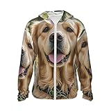 golden retriever - camicia da sole da uomo upf 50+, con cappuccio, a maniche lunghe, protezione solare, nero, xxl