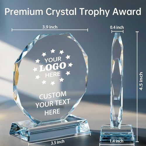 Image of Personalized Crystal Trophy Award - Custom Awards and Trophies for Employees, Coworkers, Boss - Retirement, Farewell, Appreciation, Recognition Gifts - Custom Plaques