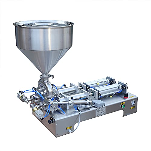 DYRABREST 110V Pneumatic Dual-Nozzle Filling Machine 50-500ml Commercial Paste Filling Machine for High-Viscosity Paste & Liquids 800W Industrial Filler for Toothpaste (Dual-Head 50-500ml)