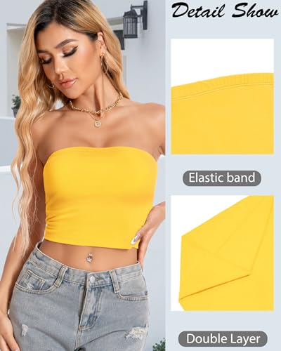 Women Tube Tops Strapless Shirt Summer Outfits Bandeau Basic Crop Top Y2k Going Out3