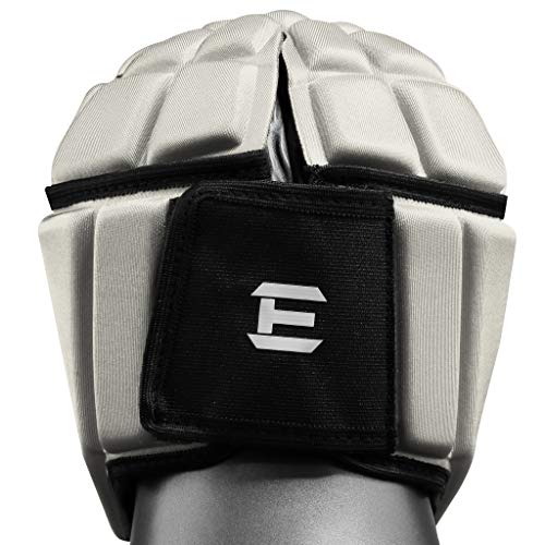 EliteTek Soft Padded Helmet Headgear Protection: 7on7 Tournaments, Flag Football, Team Sports, Training, Rugby, Lacrosse, Soccer, Practice & Epilepsy FITS Youth & Adult! (Silver, Large) - Thumbnail 2