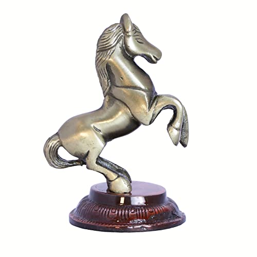 Image of KridayKraft Jumping Horse Metal Statue for Wealth Table Top Figurine for Living Room Bedroom Home Office Animal Decorative Showpiece Feng Shui Vanstu Sculpture for Gift Purpose. (Brass)