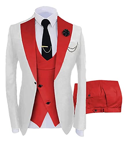 Mens One Button Wedding Suits 3 PC Notch Lapel Blazer Vest Pants Set Formal Suits Groom Tuxedos3