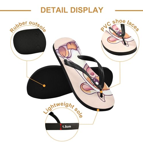 Burbuja Cartoon Cow Flip Flops for Women Men, Soft Thong Sandals Rubber Slippers for Pool Beach Essentials3