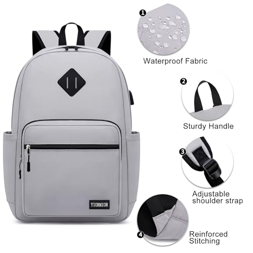 YIORMIOR Mochila Hombre Mujer, Mochila Escolar Ordenador Adolescente Estudiante Universidad Instituto Trabajo Oficina para Portatil 15.6 Pulgadas - imagen 6