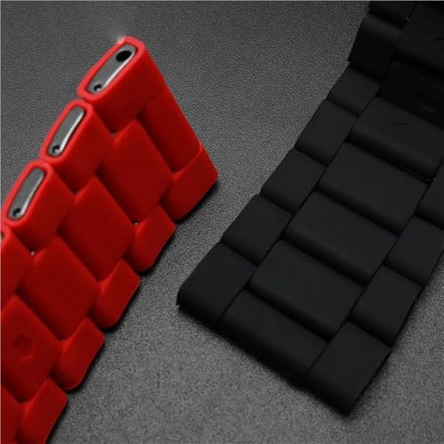 Bracelet de montre 26 mm noir en silicone et acier pour Diesel DZ7396 DZ7370 - 6