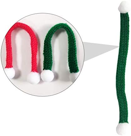 Amosfun 20pcs Mini Christmas Scarf Knit Santa Hat Doll Craft Hat Winter Wine Charm Miniature 23cm Knitted Scarves for Wine Bottle Snowman Jewelry Making Green