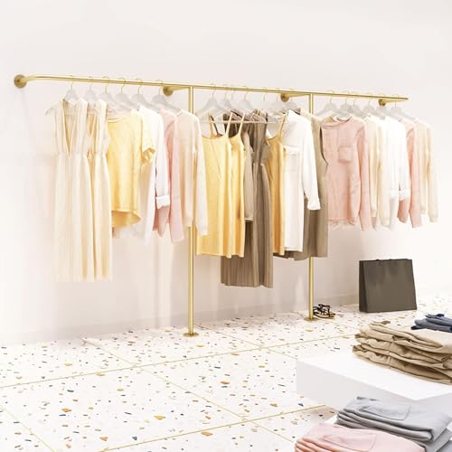 Perchero de pared para ropa dorado de 400 cm multiusos para tienda 2
