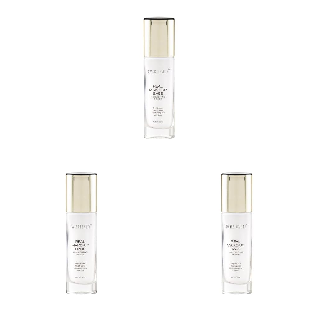 Swiss Beauty Real Makeup Base Highlighting Primer| Skin-Hydrating Poreless Primer With Natural Glow Finish For Face Makeup |Shade - 03 Pink Tint, 32Ml (Pack of 3)-image-46