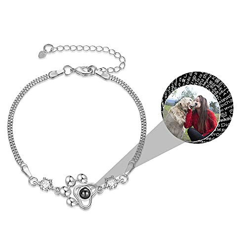 Bracelet de projection personnalisé porte-clés Photo personnalisé je t'aime dans 100 langues différentes chien patte impression bijoux mémoire bracelet porte-clés pour animaux commémoratifs cadeaux Cover