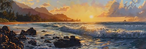 Peinture diamant adulte plage 50x150cm | Grand format kit broderie point de croix paysage