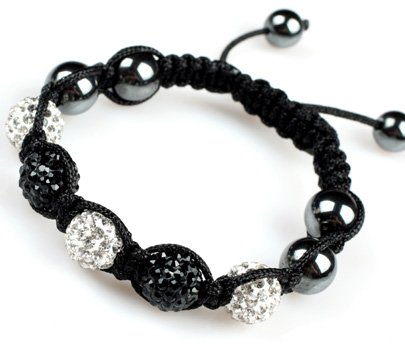 Shamballa Style Jewelry3 Beads Red Pave Sparkle Crystal Ball Hand-Woven Bracelet Adjustable 3 Beads