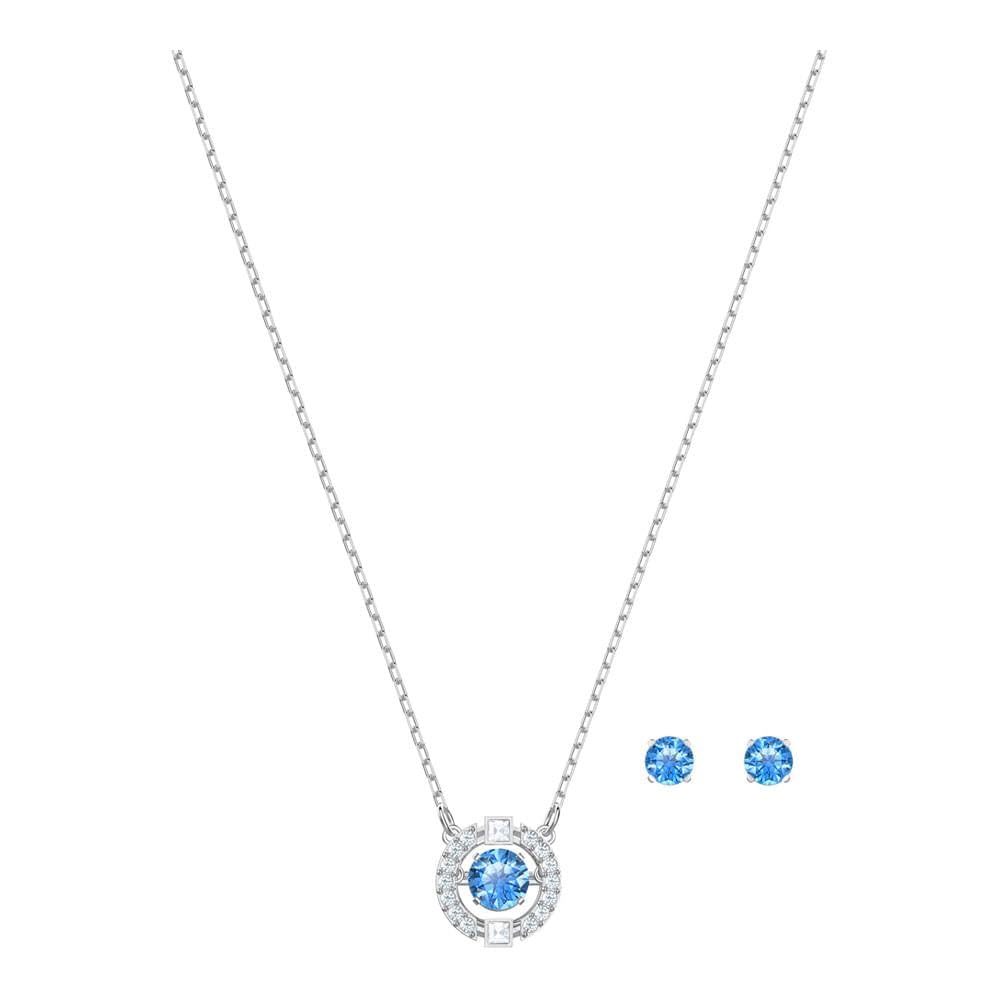 Swarovski womens Jewellery Set, Sparkling Dance Jewelry Other, Crystals,Rhodium plated,Zirconia / Blue, One Size