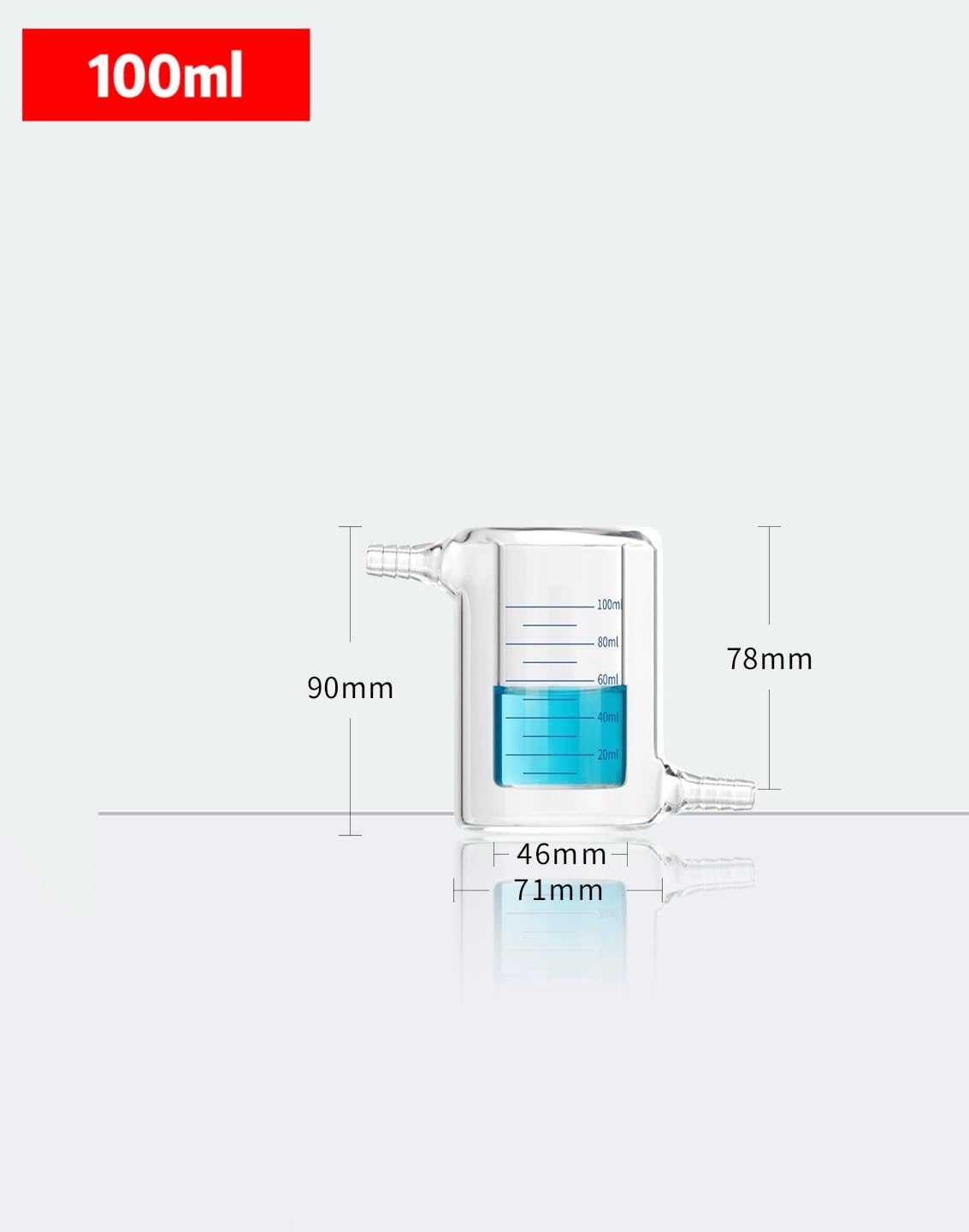 Provetta graduata in vetro, Becher in vetro borosilicato a doppia parete, graduazione, 50-1000 ml(100ml)