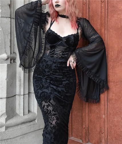 Image of TOMETO STAR Bolero Shrug Tops for Women Goth Flare Sleeve Shrugs