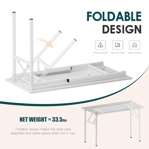 image for DlandHome Computer Desk 39’’ with LED Lights & Power Outlets,Foldi
