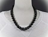 Black Chunky Beaded Necklace 18' Long Bead Big Beads 13mm Size For Women