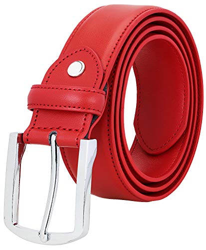 Falari Men Genuine Leather Casual Dress Belt With Single Prong Buckle, Classic Style Belt