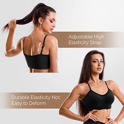 Omisy 4 Pieces V Neck Padded Bralette Cami Bra Wireless Tank Top Sports Bra with Adjustable Straps2
