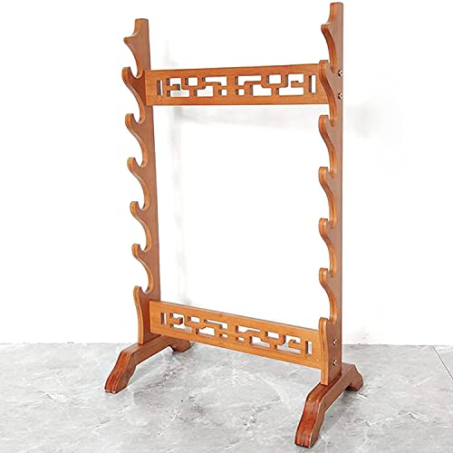 Soporte para Espadas Soporte para Espadas Katana | Soporte de Suelo para Espadas Katana y Samurai (Recorte marrón Oscuro de 6 Niveles)